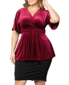 Kiyonna Park Avenue Velvet Top In Pinot Noir