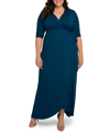 Kiyonna Meadow Dream Wrap Maxi Dress In Tempting Teal