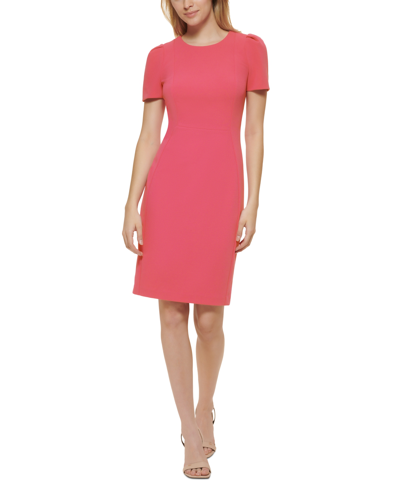 Calvin Klein Petite Short-sleeve Sheath Dress In Rosebud