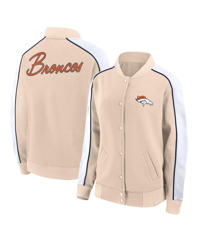 Fanatics Women's  Tan Denver Broncos Lounge Full-snap Varsity Jacket