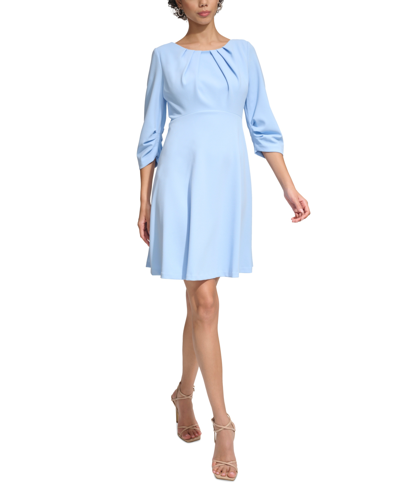 Calvin Klein Women's 3/4-sleeve Ruched A-line Dress In Serene