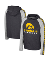 COLOSSEUM BIG BOYS COLOSSEUM BLACK IOWA HAWKEYES NED RAGLAN LONG SLEEVE HOODED T-SHIRT