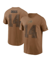 NIKE MEN'S NIKE STEFON DIGGS BROWN DISTRESSED BUFFALO BILLS 2023 SALUTE TO SERVICE NAME AND NUMBER T-SHIR