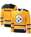 Starter Gold Pittsburgh Steelers Cross-check V-neck Long Sleeve T-shirt In Gold