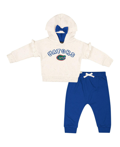 Colosseum Babies' Girls Newborn And Infant  Natural, Royal Florida Gators Pullover Hoodie And Fleece Pants Se In Natural,royal