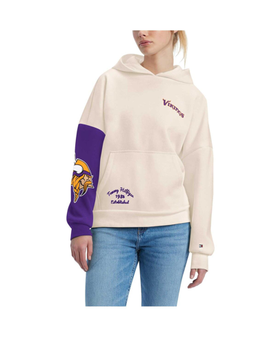 TOMMY HILFIGER WOMEN'S TOMMY HILFIGER CREAM, PURPLE MINNESOTA VIKINGS HARRIET PULLOVER HOODIE