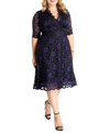 Kiyonna Women's Plus Size Mon Cherie Floral Lace Cocktail Dress In Evening Violet
