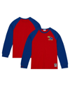 Mitchell & Ness Men's  Red Kansas Jayhawks Legendary Slub Raglan Long Sleeve T-shirt In Red