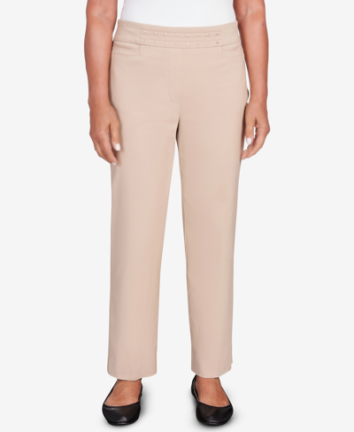 Alfred Dunner Petite Neutral Territory Embellished Waist Pants, Petite & Petite Short In Almond