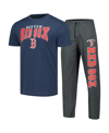 CONCEPTS SPORT MEN'S CONCEPTS SPORT CHARCOAL, NAVY BOSTON RED SOX METER T-SHIRT AND PANTS SLEEP SET