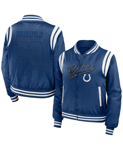 WEAR BY ERIN ANDREWS WOMEN'S WEAR BY ERIN ANDREWS ROYAL INDIANAPOLIS COLTS BOMBER FULL-ZIP JACKET