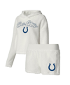 CONCEPTS SPORT WOMEN'S CONCEPTS SPORT WHITE INDIANAPOLIS COLTS FLUFFY PULLOVER SWEATSHIRT AND SHORTS SLEEP SET