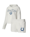 Concepts Sport Women's  White Indianapolis Colts Fluffy Pullover Sweatshirt And Shorts Sleep Set In White