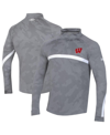 UNDER ARMOUR MEN'S UNDER ARMOUR STEEL WISCONSIN BADGERS GAME DAY CAMO RAGLAN QUARTER-ZIP TOP