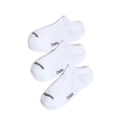 Stems Three Pack Training No Show Socks In White