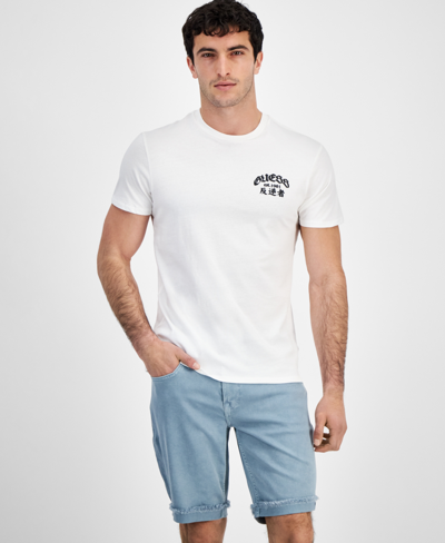 Guess Men's Eagle Tribal Short Sleeve Crewneck T-shirt In White Alyssum Multi