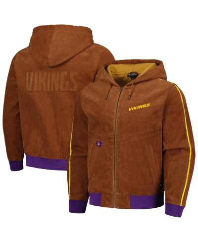 The Wild Collective Men's And Women's  Brown Minnesota Vikings Corduroy Full-zip Bomber Hoodie Jacket