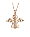 Bling Jewelry Rose Gold Plated Vermeil Guardian Angel Cz Necklace In Rose