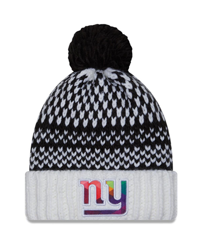 New Era Women's  Black, White New York Giants 2023 Nfl Crucial Catch Cuffed Pom Knit Hat In Black,white