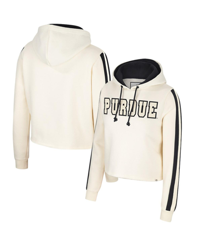 COLOSSEUM WOMEN'S COLOSSEUM CREAM PURDUE BOILERMAKERS PERFECT DATE CROPPED PULLOVER HOODIE