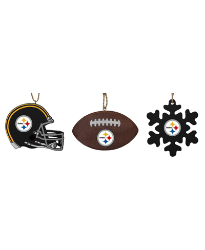 Memory Company The  Pittsburgh Steelers Three-pack Helmet, Football And Snowflake Ornament Set In Multi
