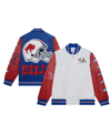 Mitchell & Ness Men's  White Distressed Buffalo Bills Team Burst Warm-up Full-zip Jacket In White