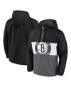 Fanatics Branded  Black/gray Brooklyn Nets Anorak Flagrant Foul Color-block Raglan Hoodie Half-zip J In Black,gray