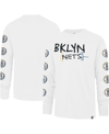 47 BRAND MEN'S '47 BRAND WHITE BROOKLYN NETS CITY EDITION DOWNTOWN FRANKLIN LONG SLEEVE T-SHIRT