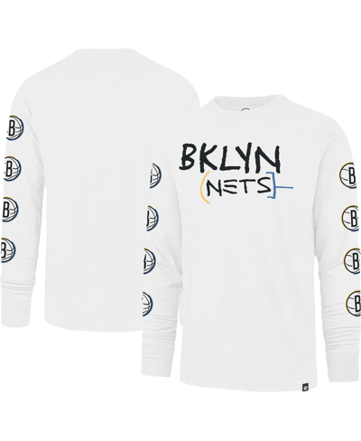 47 Brand Men's ' White Brooklyn Nets City Edition Downtown Franklin Long Sleeve T-shirt