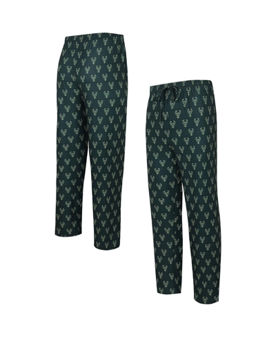 Concepts Sport Men's  Hunter Green Milwaukee Bucks Allover Logo Print Gauge Sleep Pants