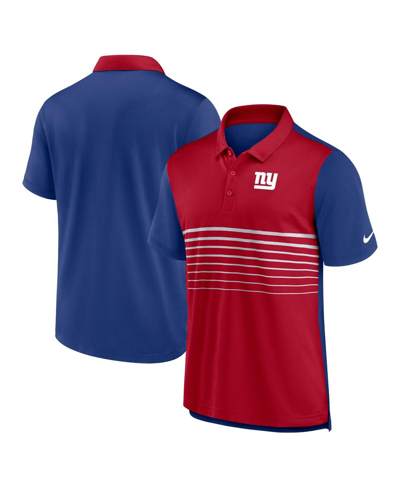 Nike Men's  Royal, Red New York Giants Fashion Performance Polo Shirt In Royal,red