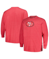 PROFILE MEN'S PROFILE HEATHER SCARLET DISTRESSED SAN FRANCISCO 49ERS BIG AND TALL THROWBACK LONG SLEEVE T-SH