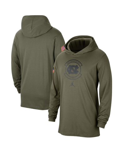Jordan Men's  Olive North Carolina Tar Heels Military-inspired Pack Long Sleeve Hoodie T-shirt