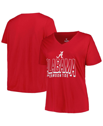 Fanatics Women's  Crimson Alabama Crimson Tide Plus Size Sideline Route V-neck T-shirt