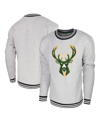 Stadium Essentials Heather Gray Milwaukee Bucks Club Level Pullover Sweatshirt In Heather Gray