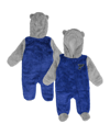 OUTERSTUFF NEWBORN AND INFANT BOYS AND GIRLS BLUE ST. LOUIS BLUES GAME NAP TEDDY FLEECE BUNTING FULL-ZIP SLEEPE