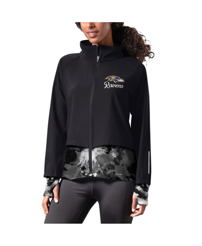 Msx By Michael Strahan Women's  Black San Francisco 49ers Grace Raglan Full-zip Running Jacket