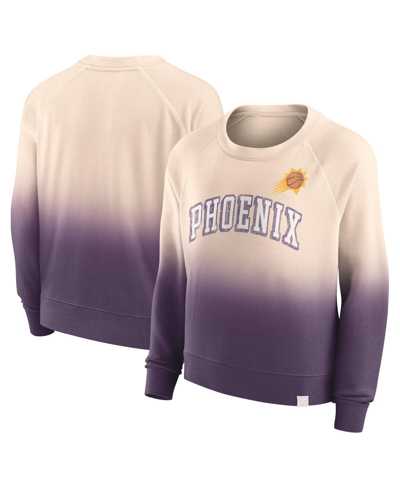 Fanatics Women's  Tan, Purple Distressed Phoenix Suns Lounge Arch Raglan Pullover Sweatshirt In Tan,purple