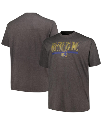 Profile Men's  Heather Charcoal Notre Dame Fighting Irish Big And Tall Team T-shirt