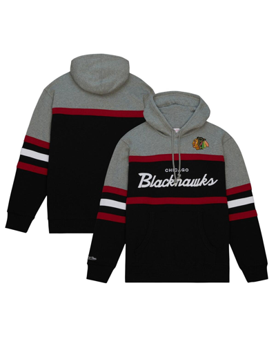 Mitchell & Ness Men's  Black, Gray Chicago Blackhawks Head Coach Pullover Hoodie In Black,gray