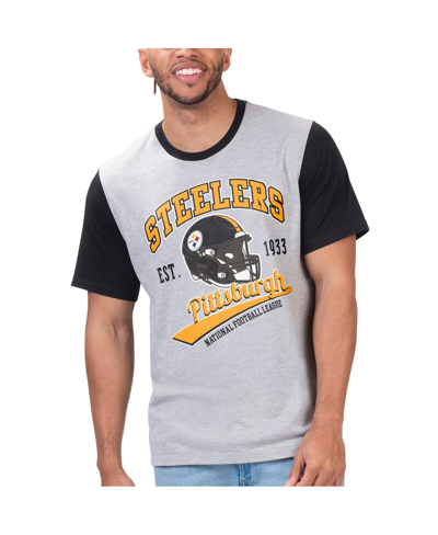 G-III SPORTS BY CARL BANKS MEN'S G-III SPORTS BY CARL BANKS HEATHER GRAY PITTSBURGH STEELERS BLACK LABEL T-SHIRT