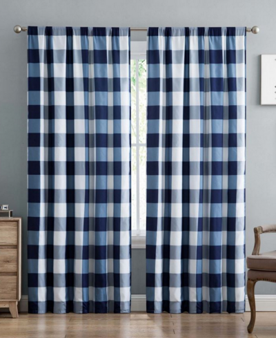 Truly Soft Everyday Buffalo Plaid Window Panel Pair Set In Navy Blue