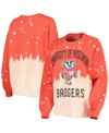 Gameday Couture Red Wisconsin Badgers Twice As Nice Faded Dip-dye Pullover Sweatshirt In Red