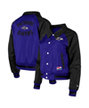 NEW ERA WOMEN'S NEW ERA PURPLE BALTIMORE RAVENS COACHES RAGLAN FULL-SNAP JACKET