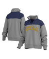 PRESSBOX WOMEN'S PRESSBOX GRAY NOTRE DAME FIGHTING IRISH AVON FLEECE QUARTER-ZIP JACKET