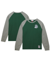 MITCHELL & NESS MEN'S MITCHELL & NESS GREEN MICHIGAN STATE SPARTANS LEGENDARY SLUB RAGLAN LONG SLEEVE T-SHIRT