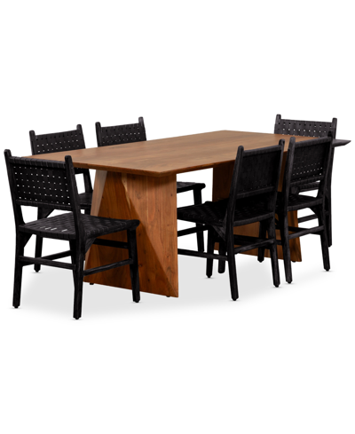 Macy's Emmilyn 7-pc. Dining Set (dining Table & 6 Dining Chairs) In Black