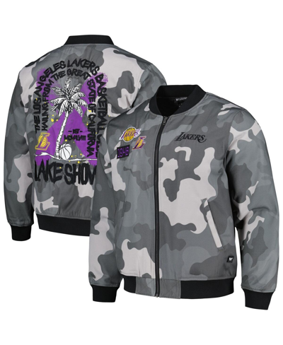 The Wild Collective Men's And Women's  Gray Los Angeles Lakers 2023/24 City Edition Camo Bomber Full-