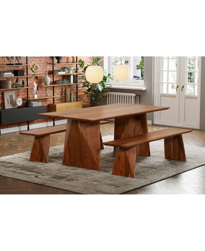 Macy's Emmilyn 3-pc. Dining Set (dining Table & 2 Benches) In No Color