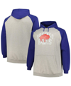 PROFILE MEN'S PROFILE HEATHER GRAY, ROYAL DISTRESSED BUFFALO BILLS BIG AND TALL FAVORITE ARCH THROWBACK RAGL